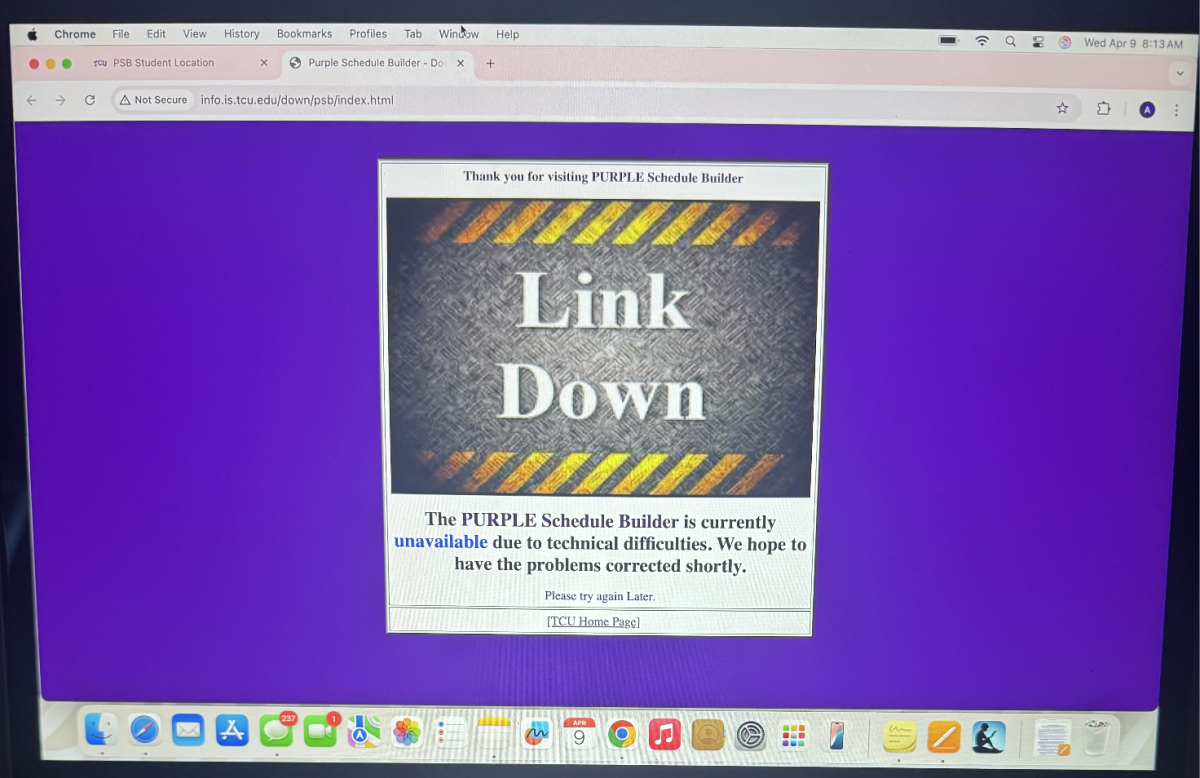 What TCU Purple Schedule Builder looked like when the website was opened the morning of Wednesday, April 9, 2025.